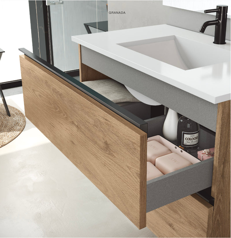 CONJUNTO MUEBLE DE BAÑO + LAVABO (GRANADA PATAS / 3 CAJONES)