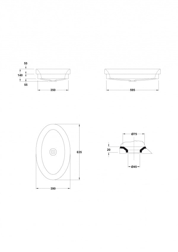 LAVABO DE ENCIMERA OVALO