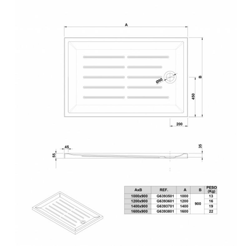 PLATO DE DUCHA RECTANGULAR VITA
