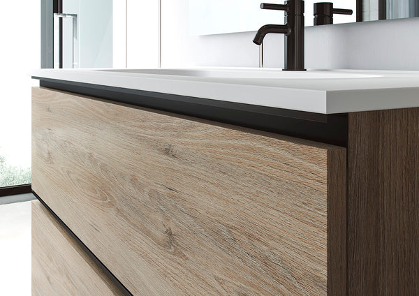 CONJUNTO MUEBLE DE BAÑO + LAVABO + ESPEJO (GRANADA PATAS / 3 CAJONES)