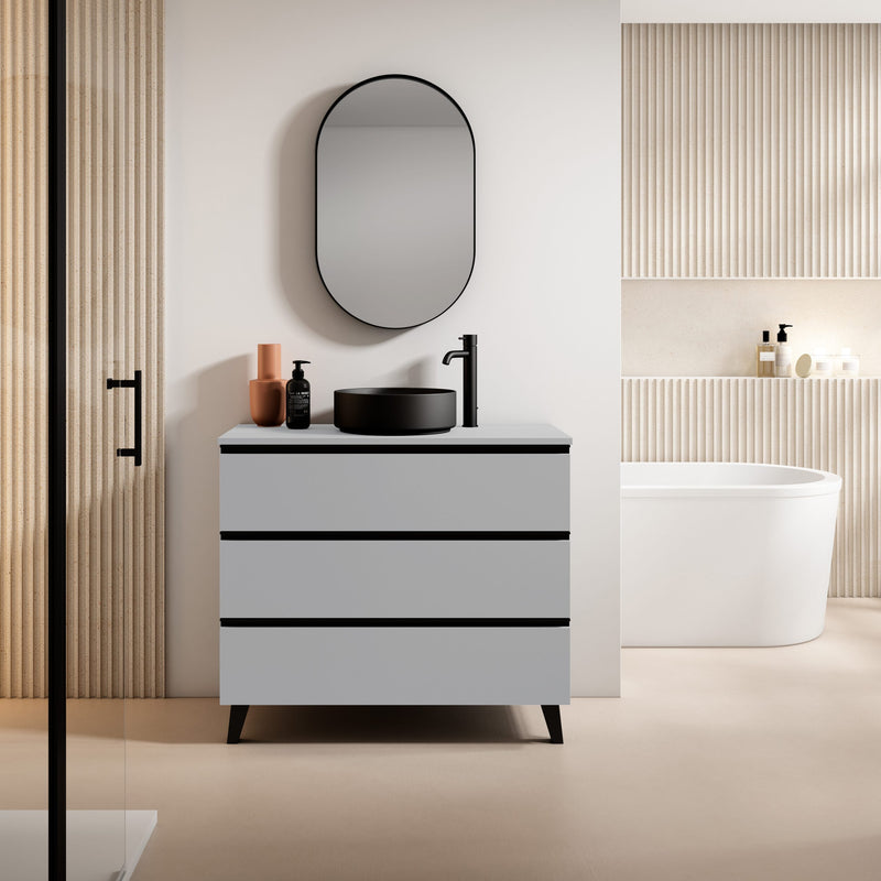 CONJUNTO MUEBLE DE BAÑO + LAVABO (GRANADA PATAS / 3 CAJONES)