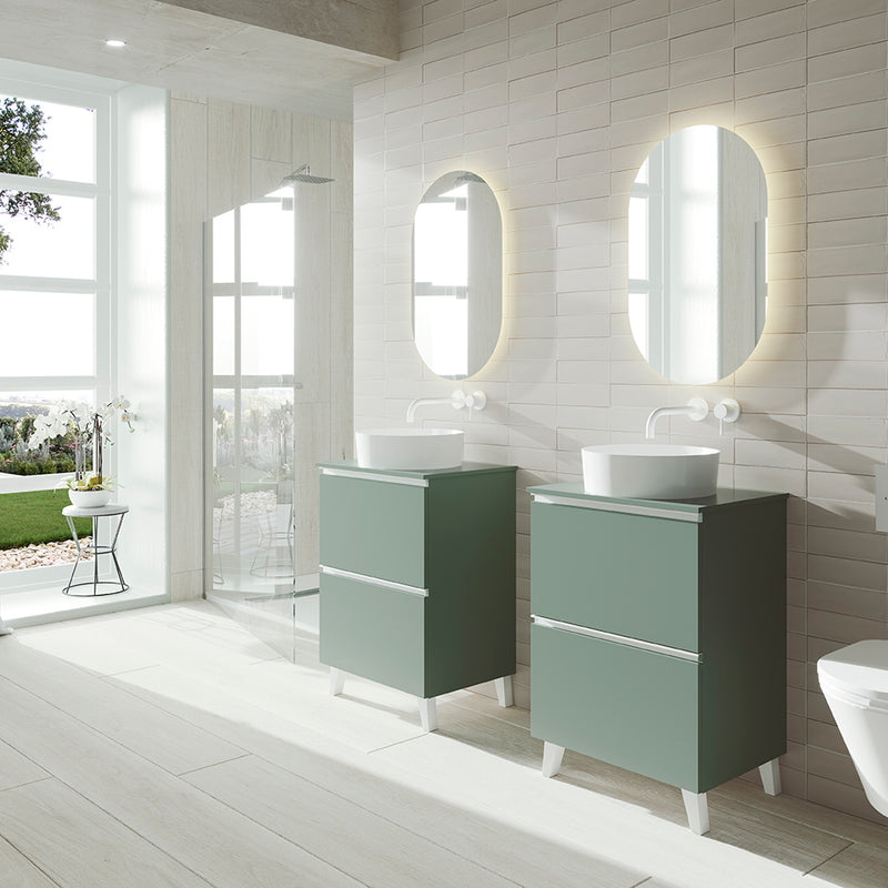 CONJUNTO MUEBLE DE BAÑO + LAVABO (GRANADA PATAS / 2 CAJONES)