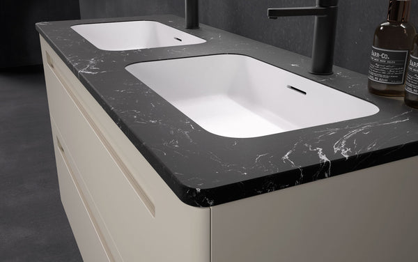 CONJUNTO MUEBLE DE BAÑO + LAVABO +ENCIMERA DE PIEDRA (PARIS Collection PATAS / 3 CAJONES)