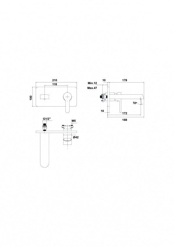 GRIFERÍA MENA MONOMANDO EMPOTRADO PARA LAVABO